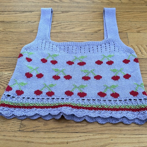 Zara Cherry Knit Crop Top Purple - Picture 7 of 7
